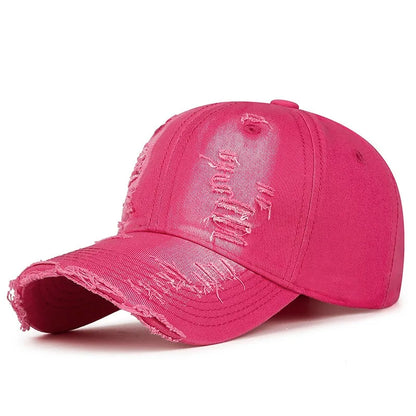 Coole Mode Damen Herren Ripped Denim Baumwoll Baseballcap Unisex  Für Damen und Herren