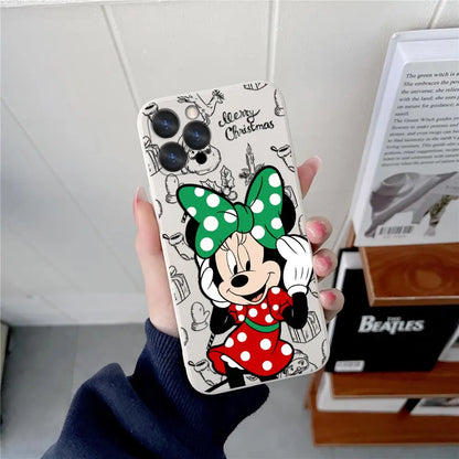 Funda de silicona con diseño navideño de Disney para iPhone 17, 16, 15, 14, 13, 12 y 11 Pro Max. Funda para iPhone 17, Air, 16 Plus, 16E y X.