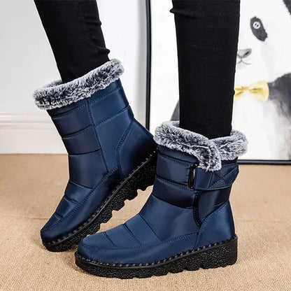 Wasserdichte Winterstiefel für Damen 2025 Neue Kunstfell-Langplüsch-Schneestiefel Damen Plateau-Schuhe Warme Baumwollstiefeletten für Paare