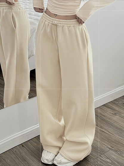 Damen Jogginghose aus Baumwolle, lässige Hose mit Kordelzug, locker, Unisex, breite gerade Hose, Sweatpants, Herbst/Winter, weite Fitness-Trainingshose