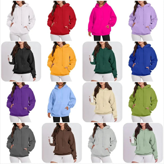 Übergroßer Hoodie Sweatshirt mit fallender Schulter und Bündchen  Damen Herbst dicker Hoodie Lässiger Streetwear-Stil