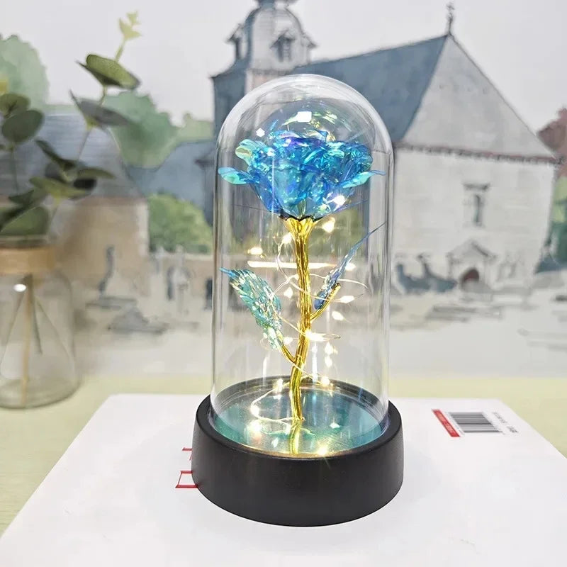 Künstliche Rosenblumen Valentinstagsgeschenk für die Freundin Ewige Rose LED-Licht Folienblume Hochzeitsdekoration