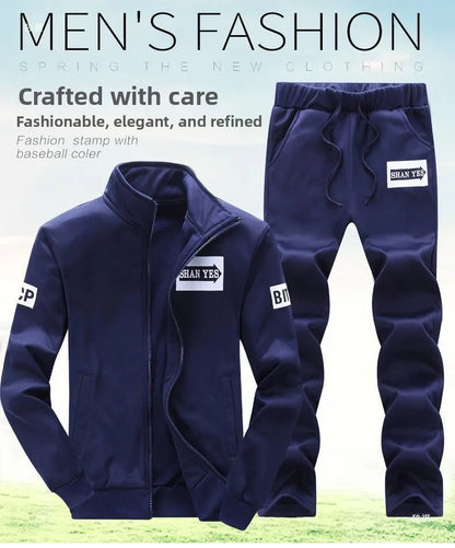 Trendiger Hoodie Herren Stehkragenjacke Lässige Sportbekleidung Lange Hose Frühling Herbst Jugend Große Größen Kleidung Set