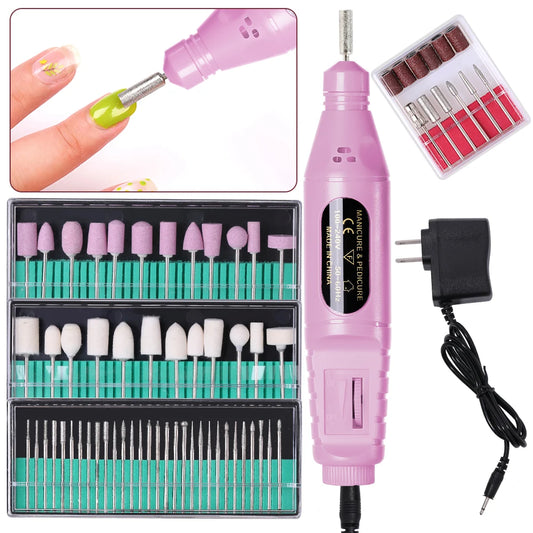 LINMANDA 6-in-1 Elektrisches Nagelbohrer-Set Entferner Polierer Maniküre Tragbare Nagelfeile Nagelbohrgerät Stift Werkzeug Maschine