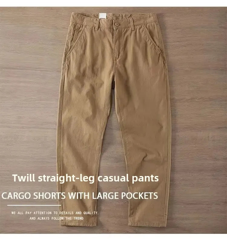 Neue Herren Frühling und Herbst Retro Komfort Gerade Hose Slacks  100% Baumwolle Modische Locker Freizeit Hose für Männer