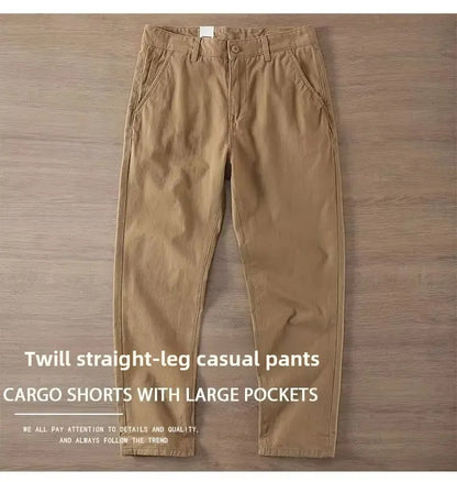 Neue Herren Frühling und Herbst Retro Komfort Gerade Hose Slacks  100% Baumwolle Modische Locker Freizeit Hose für Männer