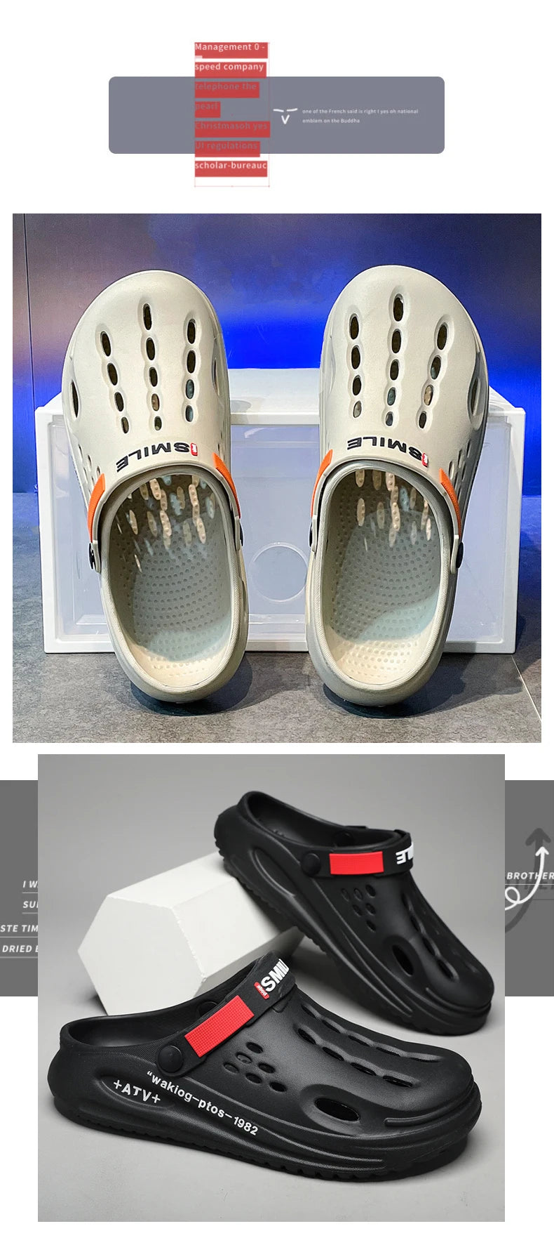 Klassische Clog Herren Freizeit Sandalen Unisex Geschlossene Zehen Slip-Ons Outdoor Herren Atmungsaktive Strand Schuhe Hausschuhe
