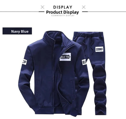 Trendiger Hoodie Herren Stehkragenjacke Lässige Sportbekleidung Lange Hose Frühling Herbst Jugend Große Größen Kleidung Set