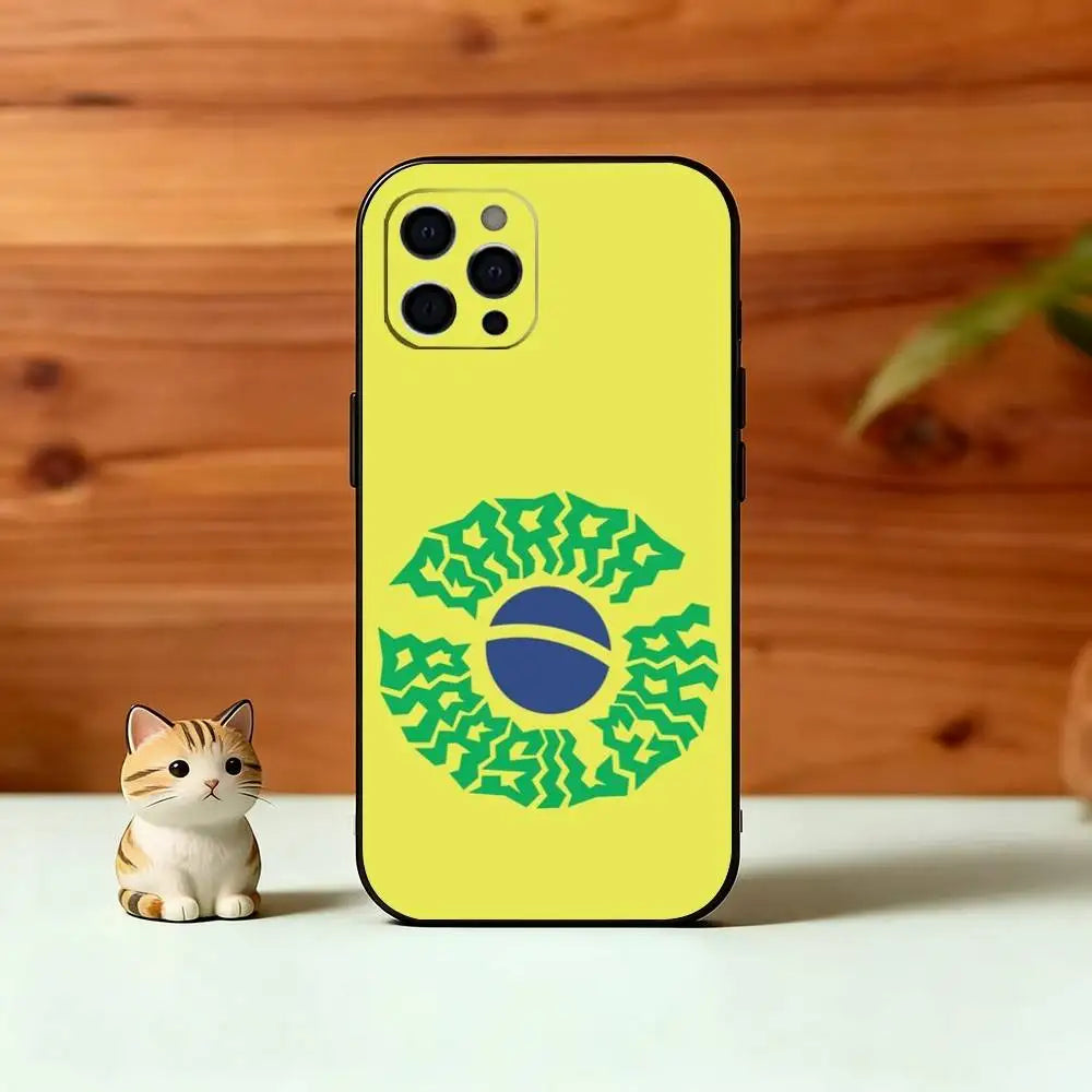 B-Brasilien B-brasilianische Flagge Handyhülle für iPhone 17, 16, 15, 14, 13, 12, 11 Plus, Pro Max, Andere Weiche Schwarze Hülle