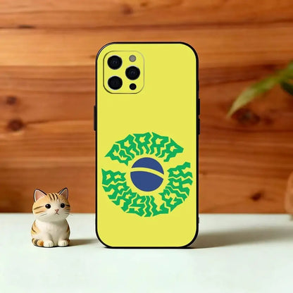 B-Brasilien B-brasilianische Flagge Handyhülle für iPhone 17, 16, 15, 14, 13, 12, 11 Plus, Pro Max, Andere Weiche Schwarze Hülle