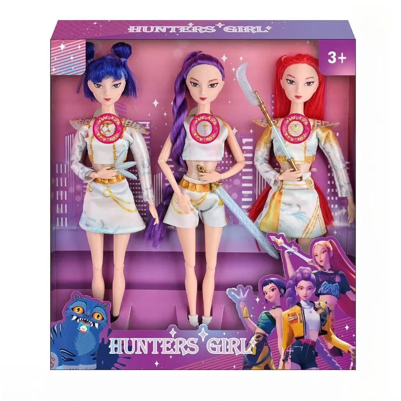 1-3 Stück KPOP Demon Hunter Mädchen Gruppen Waffen Zubehör Licht Musik Themenlied 29 cm Puppe Figur Spielzeug Geschenk für Kinder Anime