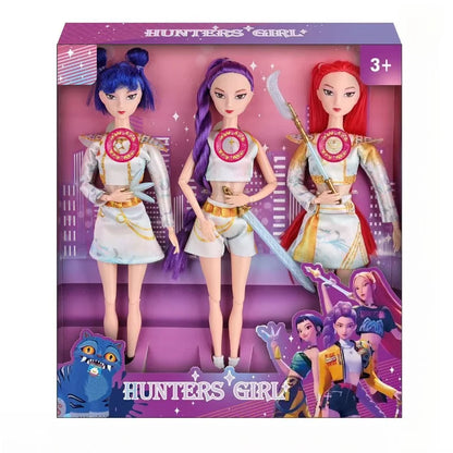 1-3 Stück KPOP Demon Hunter Mädchen Gruppen Waffen Zubehör Licht Musik Themenlied 29 cm Puppe Figur Spielzeug Geschenk für Kinder Anime