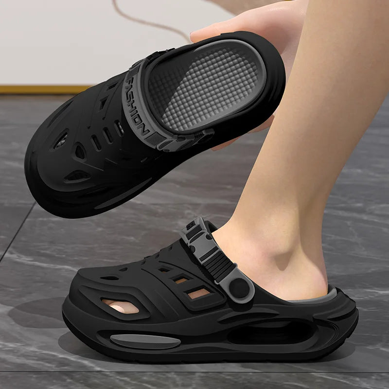 Sommer Herren- und Damen-Höhlenschuhe Mode Atmungsaktive Sandalen mit herausnehmbaren Einlegesohlen Rutschfeste Gepolsterte Verdickte Hausschuhe