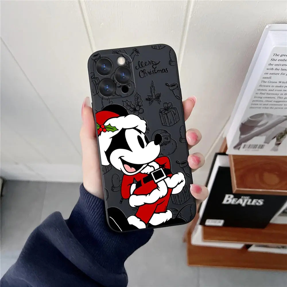 Funda de silicona con diseño navideño de Disney para iPhone 17, 16, 15, 14, 13, 12 y 11 Pro Max. Funda para iPhone 17, Air, 16 Plus, 16E y X.