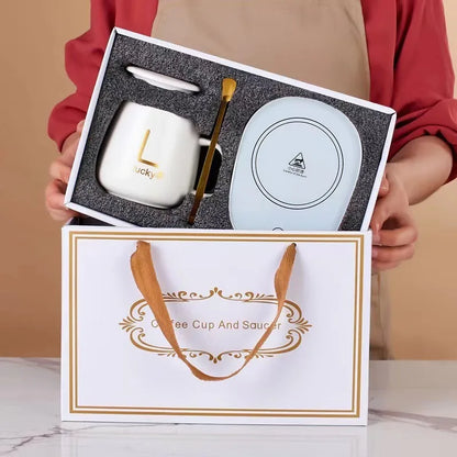 2025 warme und isolierte Kaffeetassen aus Keramik, konstant temperierte Tassen, 55-Grad-warme Keramiktasse mit Jiapin-Tassen-Geschenkbox-Sets