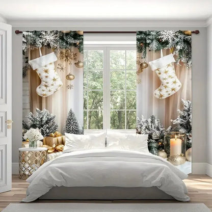 Weihnachtsgeschenk bedruckte Vorhänge, Weihnachtsdekoration, Schlafzimmer und Wohnzimmer, Heimdekoration, Raumdekoration