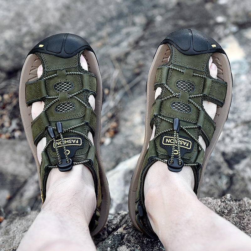 Sommer Herren Sandalen Kunstleder Herren Freizeitschuhe Outdoor Herren Ledersandalen für Herren Strandschuhe Große Größen 38-48