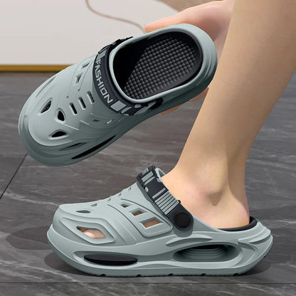 Sommer Herren- und Damen-Höhlenschuhe Mode Atmungsaktive Sandalen mit herausnehmbaren Einlegesohlen Rutschfeste Gepolsterte Verdickte Hausschuhe