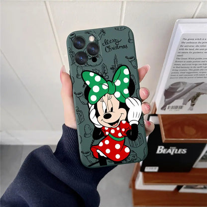 Funda de silicona con diseño navideño de Disney para iPhone 17, 16, 15, 14, 13, 12 y 11 Pro Max. Funda para iPhone 17, Air, 16 Plus, 16E y X.