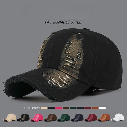 Coole Mode Damen Herren Ripped Denim Baumwoll Baseballcap Unisex  Für Damen und Herren