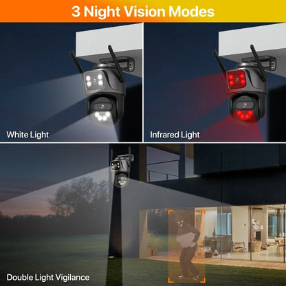 WONSDAR 4K PTZ WIFI Kamera Doppellinse Doppeltbildschirm IP Kamera Außenbereich HD Automatische Verfolgung Sicherheitsüberwachung CCTV Überwachung iCSee