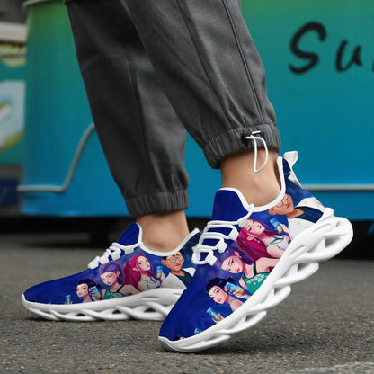 Kinderschuhe für Eltern-Kind im Frühling mit KPop Cartoon-Charakter-Aufdruck, leichte Sneakers, atmungsaktiv, flacher Absatz, Schnürschuhe, Freizeitschuhe