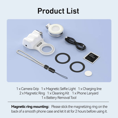 TELESIN Telefon Kamera Aufnahme Handgriff Magnetischer Smartphone-Halter Aufnahmehilfe Fernbedienung Griff für iPhone Android Handy