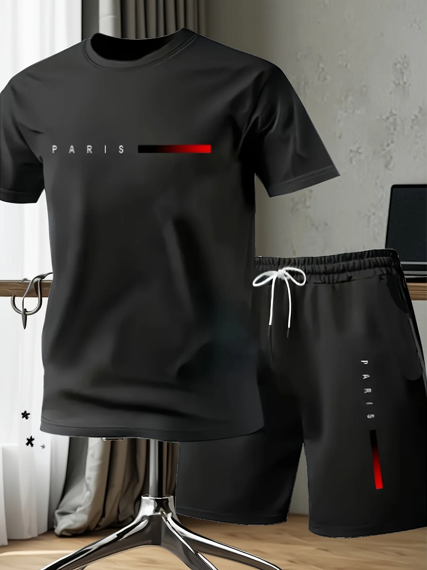 Sommer Schnell trocknende Herren Sets Modische Trainingsanzüge Lässige Atmungsaktive Kurzarm 2D Bedrucktes Sport-T-Shirt+Shorts Basketball-Set