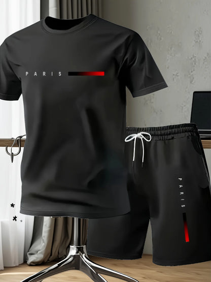 Sommer Schnell trocknende Herren Sets Modische Trainingsanzüge Lässige Atmungsaktive Kurzarm 2D Bedrucktes Sport-T-Shirt+Shorts Basketball-Set