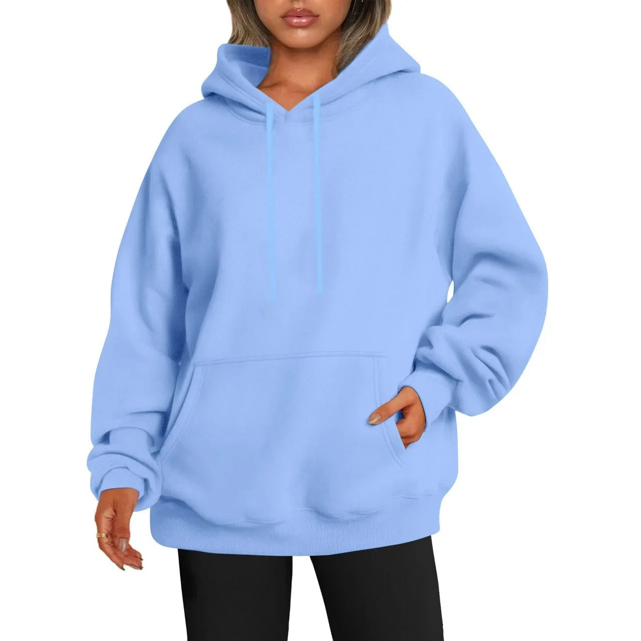 Übergroßer Hoodie Sweatshirt mit fallender Schulter und Bündchen  Damen Herbst dicker Hoodie Lässiger Streetwear-Stil