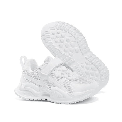 Weiße Kinder-Lederschuhe für Jungen und Mädchen, freizeitlich, Outdoor-Laufschuhe, atmungsaktives Mesh, Kinderschule Gehen, Sport, rutschfest