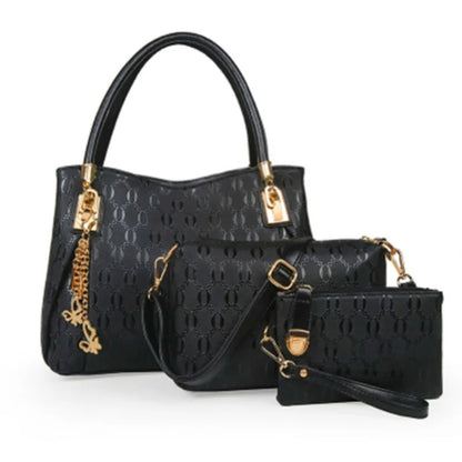 Damenhandtaschen 3-teiliges Set Damen Schultertasche Modische Geldbörse Vintage Kunst-Leder Tasche Handtasche mit großer Kapazität Schräg Schultertasche