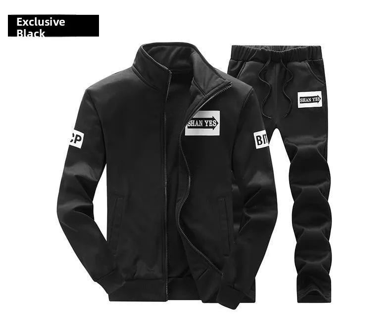 Trendiger Hoodie Herren Stehkragenjacke Lässige Sportbekleidung Lange Hose Frühling Herbst Jugend Große Größen Kleidung Set