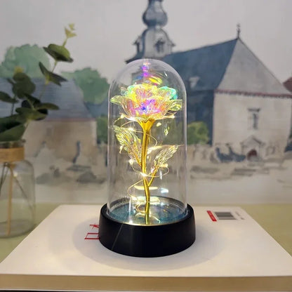 Künstliche Rosenblumen Valentinstagsgeschenk für die Freundin Ewige Rose LED-Licht Folienblume Hochzeitsdekoration