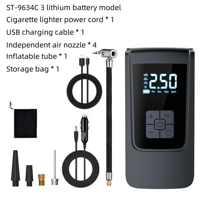 Luftkompressor Luftpumpe für Auto Tragbarer Reifenaufblasgerät Elektrische Motorradpumpe Luftkompressor für Auto, Motorräder, Fahrräder