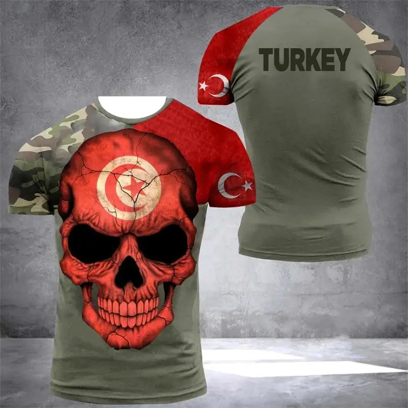 Türkei-Flaggen Herren T-Shirts Wald Tarnmuster Kleidung Ropa Hombre Neue Sommer Atmungsaktive O-Ausschnitt T-Shirts Surfanzug Strandbekleidung
