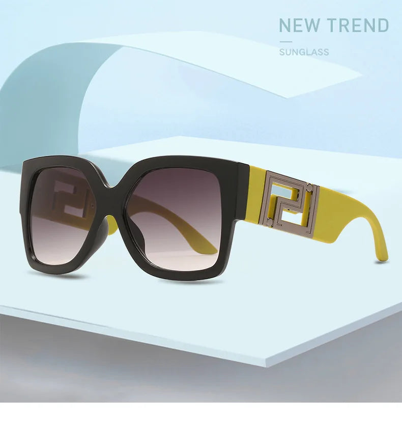 Luxusmarken-Design Übergroße Damen-Sonnenbrillen, quadratische Retro-Sonnenbrillen mit Farbverlauf.