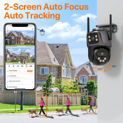 WONSDAR 4K PTZ WIFI Kamera Doppellinse Doppeltbildschirm IP Kamera Außenbereich HD Automatische Verfolgung Sicherheitsüberwachung CCTV Überwachung iCSee