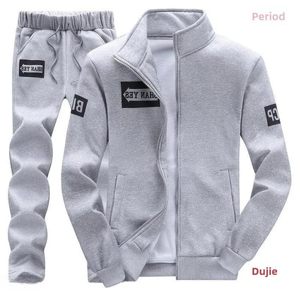 Trendiger Hoodie Herren Stehkragenjacke Lässige Sportbekleidung Lange Hose Frühling Herbst Jugend Große Größen Kleidung Set
