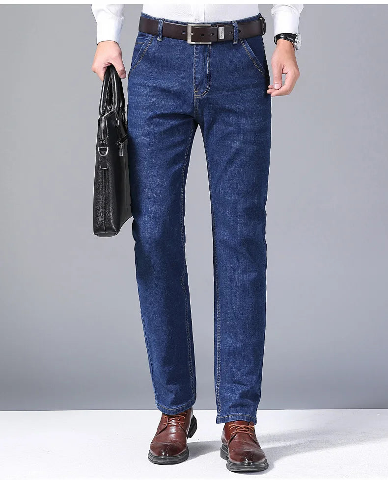 Neue Herren Leichte Luxus-Stretch-Slim-Fit-Hose Bequeme Weiche Business-Mode Gerade Lässige Denim-Hosen Herrenmarke Kleidung