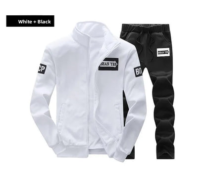 Trendiger Hoodie Herren Stehkragenjacke Lässige Sportbekleidung Lange Hose Frühling Herbst Jugend Große Größen Kleidung Set