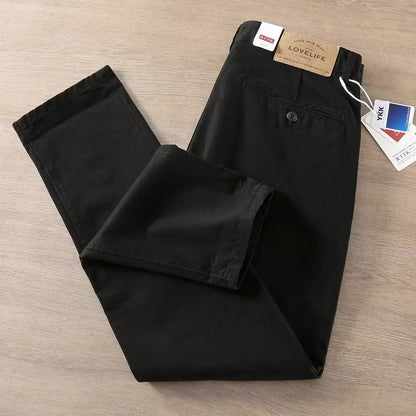 Neue Herren Frühling und Herbst Retro Komfort Gerade Hose Slacks  100% Baumwolle Modische Locker Freizeit Hose für Männer
