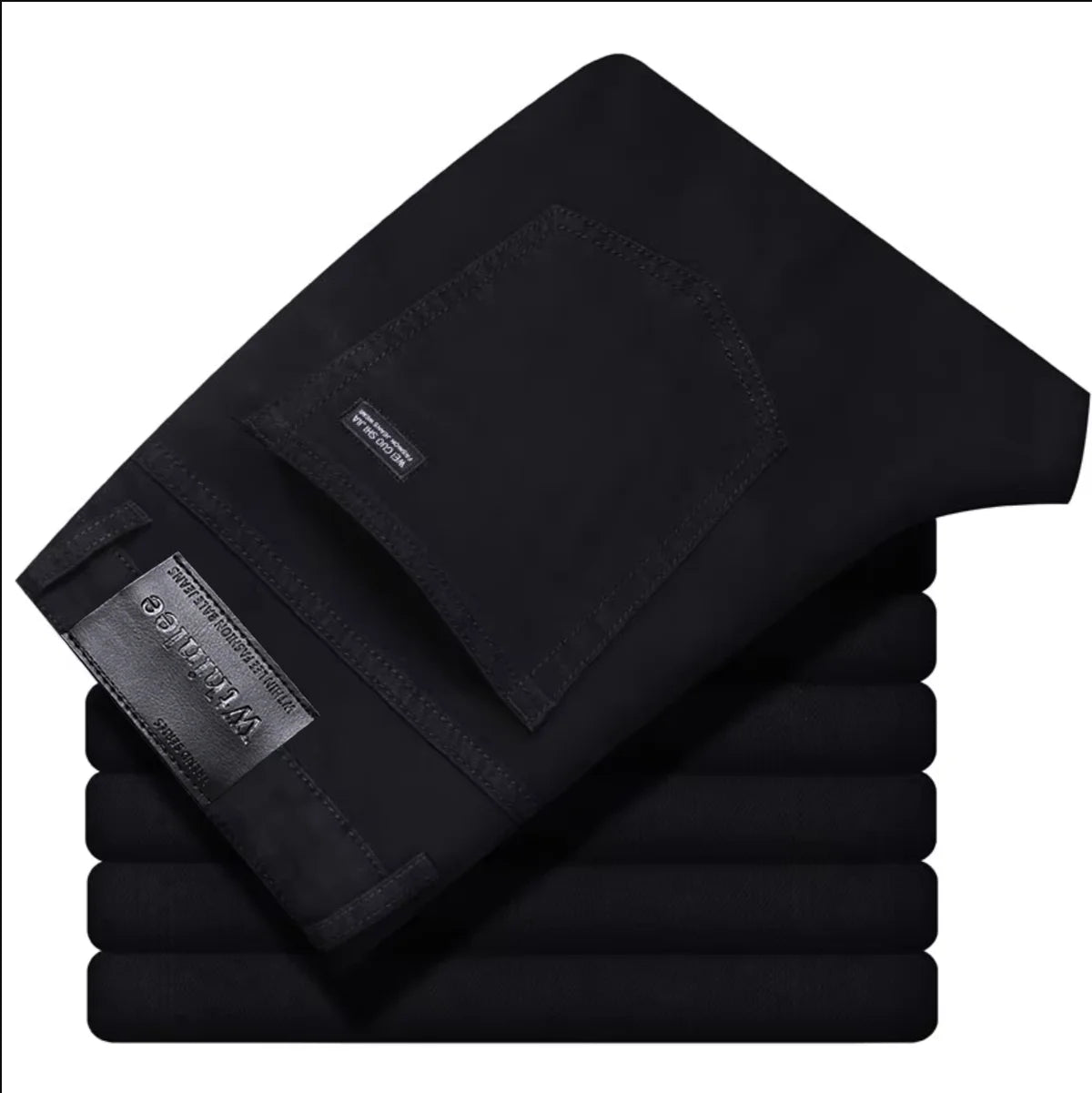 Wthinlee Neue Herren Jeans Fleece Freizeit Gerade Stretch Mode Klassisch Blau Schwarz Arbeits-Denim-Hosen Herrenbekleidung