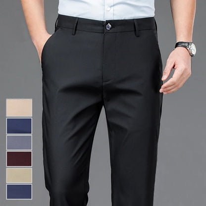 Herrenhose Stretch Einfarbig Schwarz Smart-Casual Herrenhose Büro Schnell trocknend Anzughose Neue Frühling-Herbst Koreanische gerade Hose