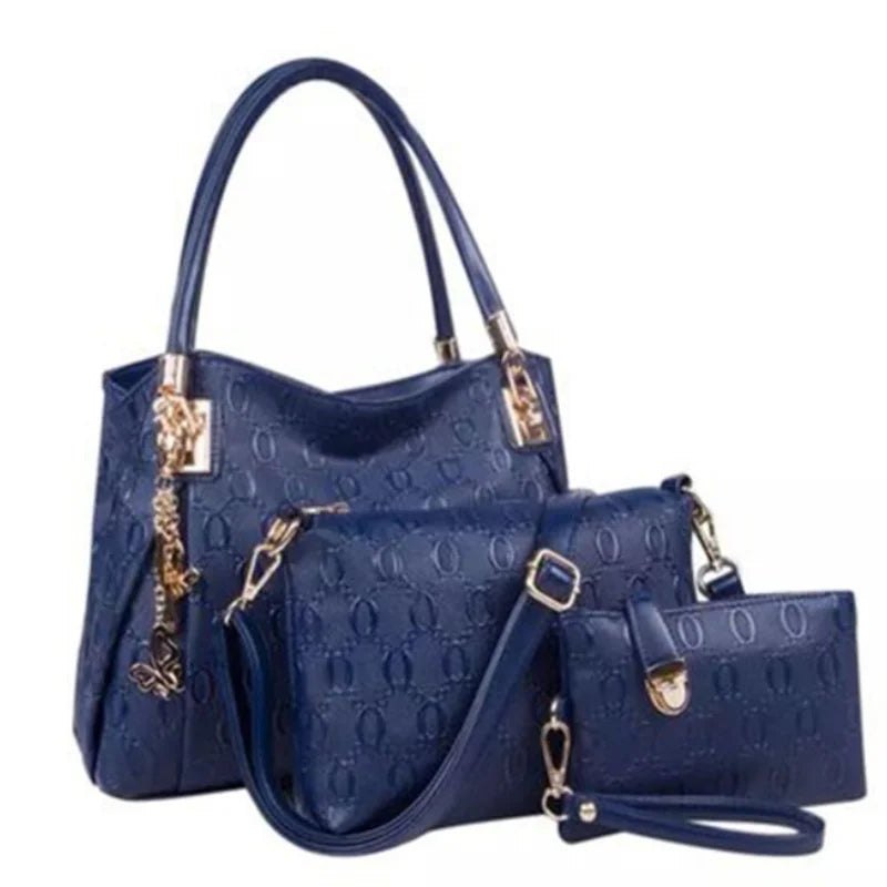 Damenhandtaschen 3-teiliges Set Damen Schultertasche Modische Geldbörse Vintage Kunst-Leder Tasche Handtasche mit großer Kapazität Schräg Schultertasche