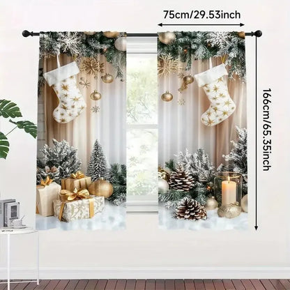 Weihnachtsgeschenk bedruckte Vorhänge, Weihnachtsdekoration, Schlafzimmer und Wohnzimmer, Heimdekoration, Raumdekoration