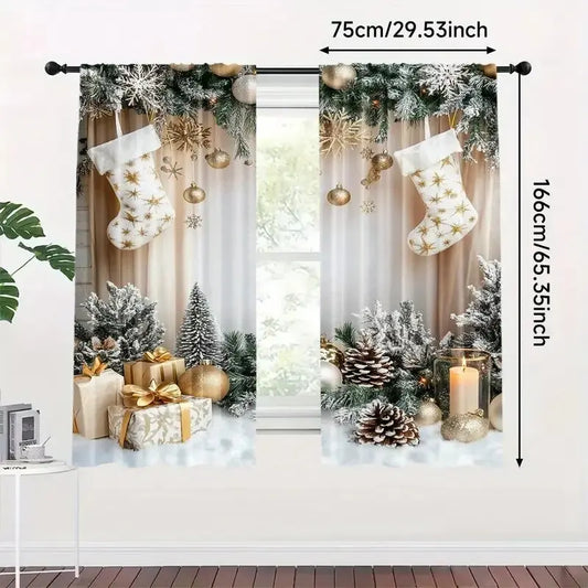 Weihnachtsgeschenk bedruckte Vorhänge, Weihnachtsdekoration, Schlafzimmer und Wohnzimmer, Heimdekoration, Raumdekoration