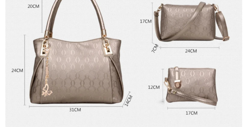 Damenhandtaschen 3-teiliges Set Damen Schultertasche Modische Geldbörse Vintage Kunst-Leder Tasche Handtasche mit großer Kapazität Schräg Schultertasche
