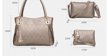 Damenhandtaschen 3-teiliges Set Damen Schultertasche Modische Geldbörse Vintage Kunst-Leder Tasche Handtasche mit großer Kapazität Schräg Schultertasche