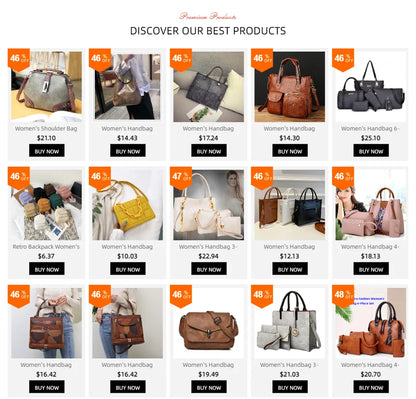 Damenhandtaschen 3-teiliges Set Damen Schultertasche Modische Geldbörse Vintage Kunst-Leder Tasche Handtasche mit großer Kapazität Schräg Schultertasche